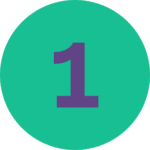 Number 1 in color purple over a green background