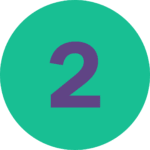 Number 2 in color purple over a green background