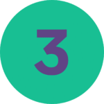 Number 3 in color purple over a green background