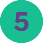 Number 5 in color purple over a green background