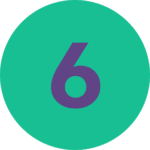 Number 6 in color purple over a green background