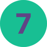 Number 7 in color purple over a green background